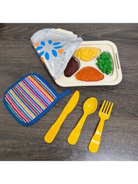 Vintage 1988 Fisher-Price 'Fun With Food' TV Dinner Set Playset Play Food